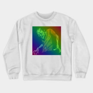 horror rainbow zombie in graveyard scary design Crewneck Sweatshirt